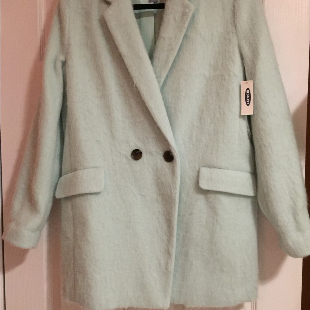 Fuzzy mint green oversized coat